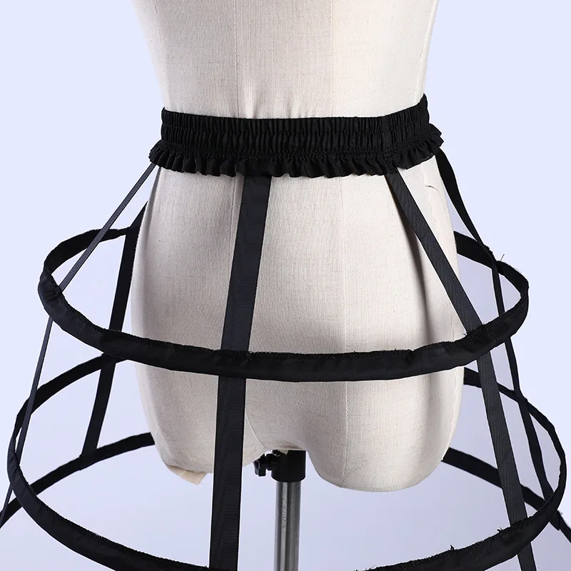 Daily Birdcage Hollow out Crinoline Black Soft Girl Fishbone Lolita Adjustable Skirt Lining