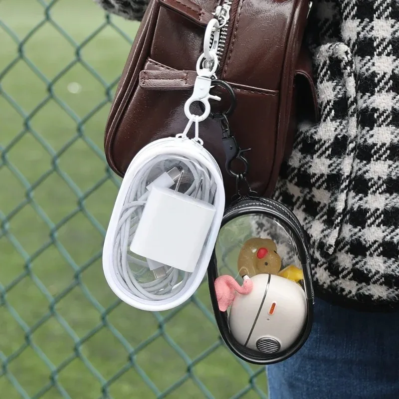 New Portable Clear Figure Display Keyring Bag Waterproof PVC Hanging Blind Box Charger Storage Bags Versatile With Keychain Loop