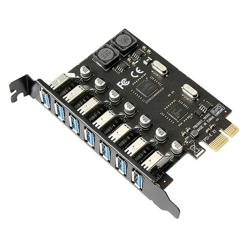 USB 3,0 PCI Express адаптер PCI e на 7 портов USB 3 Расширенный адаптер карта USB3 PCIe PCI-e x1 контроллер конвертер для майнера BTC