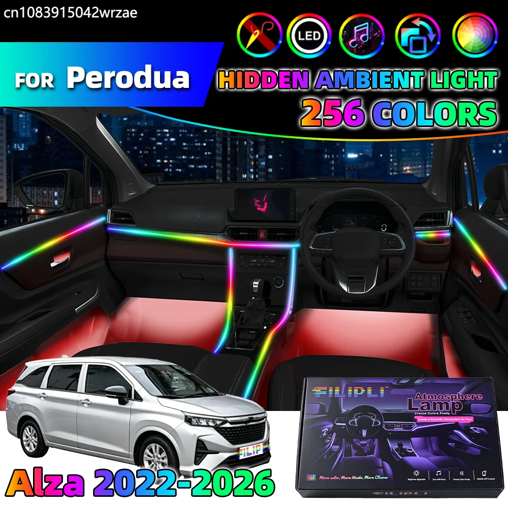 Kit de Luces Ambientales Interiores para Automóvil Perodua Alza 2022-2026, 14 en 1, Tiras de Iluminación LED con Control por Aplicación