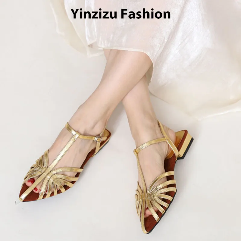 

Модные римские сандалии, женские летние 2024, французские гладиаторы, золотые женские тапочки на плоской подошве, роскошные сандалии