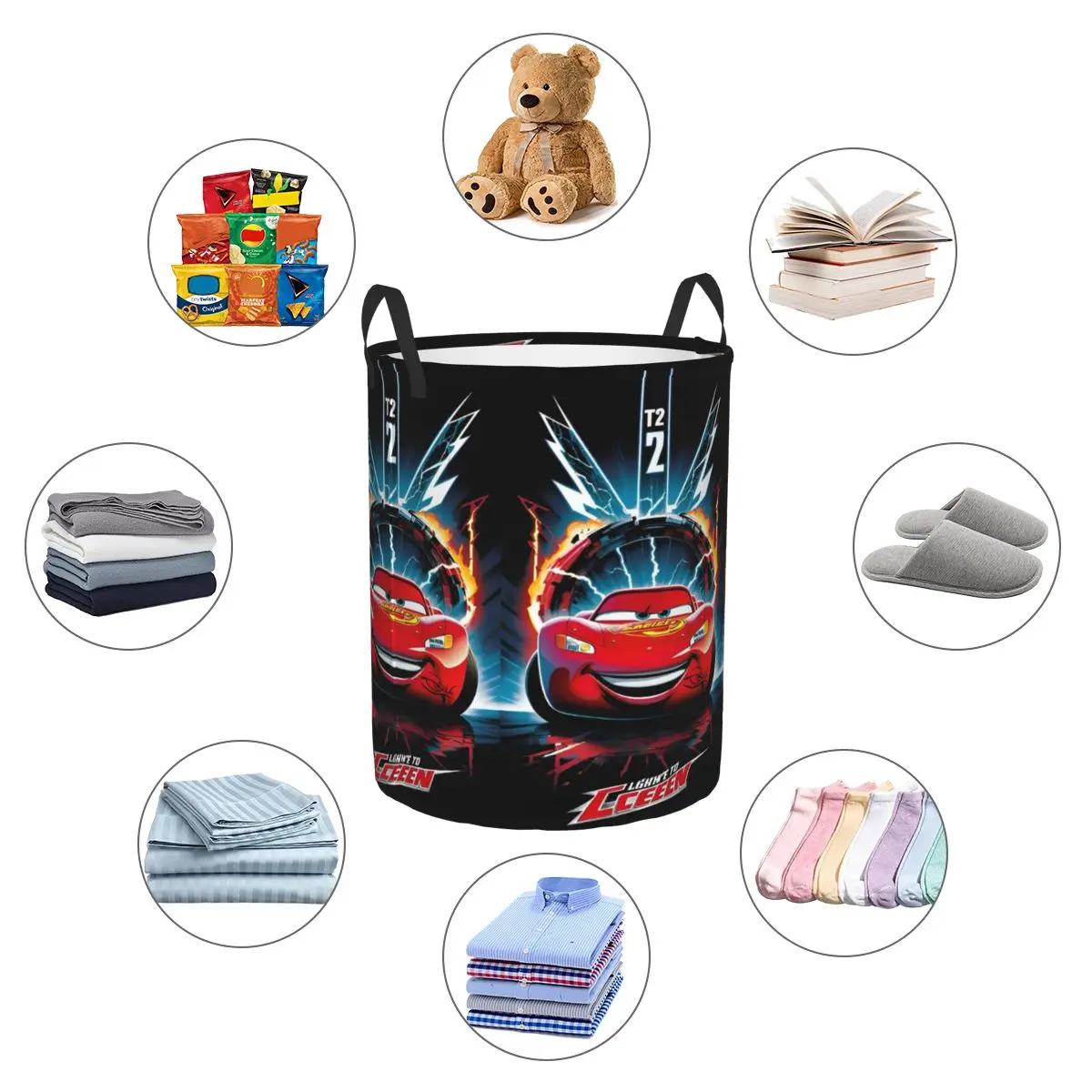 Lightning Car McQueen Kids Toys Storage Basket for PlayRoom Decor Gift Laundry Hamper Baskets