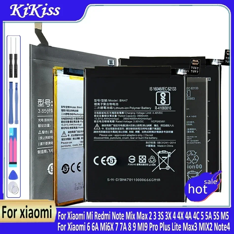 Battery For Xiaomi Mi Redmi Note Mix Max 2 3 3S 3X 4 4X 4A 4C 5 5A 5S M5 6 6A Mi6X 7 7A 8 9 MI9 Pro Plus Lite Max3 MIX2 Note4