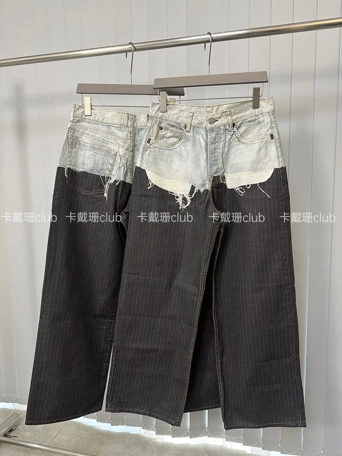 AC 26ss 1981M Loose stitching 3D printed fake two-piece straight suit pants