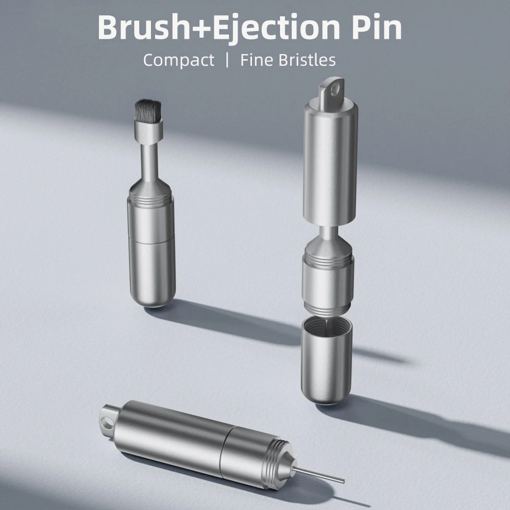 Herramienta de extracción de bandeja de tarjeta SIM 2 en 1, Pin de expulsión, cepillo de limpieza de auriculares multifuncional, herramientas de reinicio para auriculares de teléfono móvil iPhone