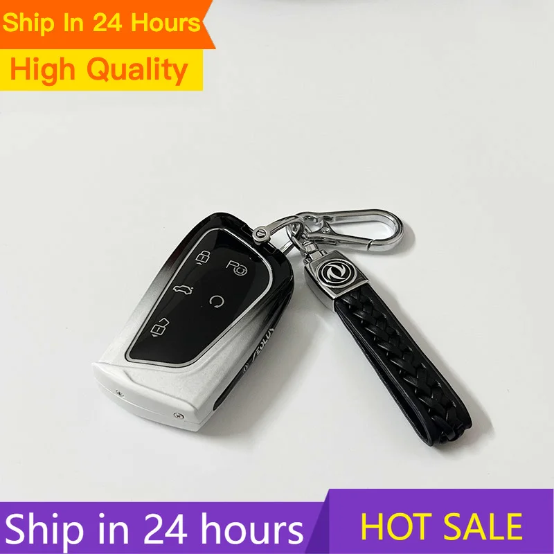 

NEW Metal gradient black and white key case box For Dongfeng AEOLUS L7 Mage Huge SKY EV01 Personalized protective case key chain
