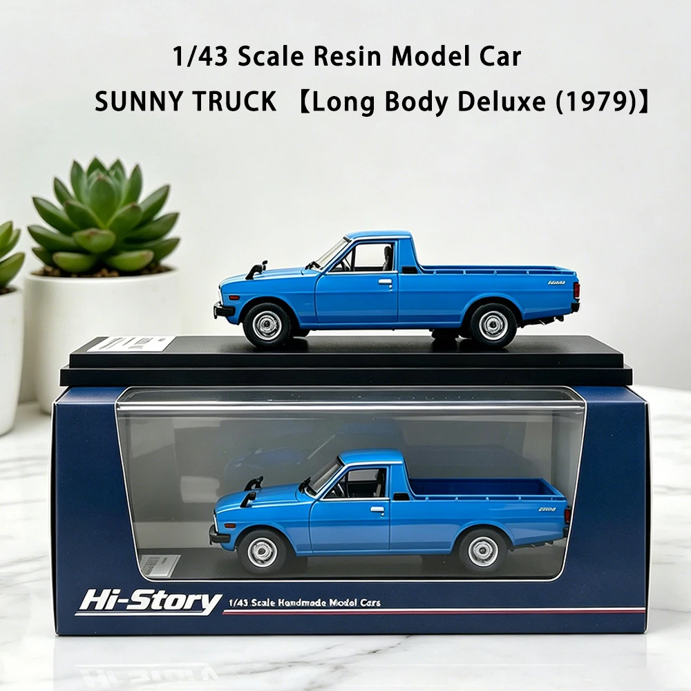 1:43 Handmade Resin Car Model Datsun Sunny Truck Long Body Deluxe 1979 Static Mini Vehicle Desktop Display Collectible Present