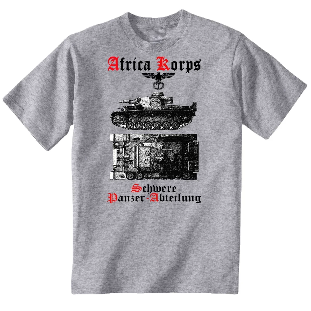 

Cotton Short Sleeve O-Neck Mens T Shirt New Bundeswehr Africa Corps Heavy Panzer Department Panzer III Tiger Tank T-Shirt.