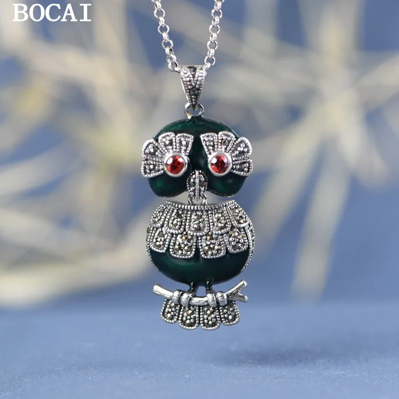 

BOCAI S925 Серебряный ретро капельное масло ремесло мультфильм животное Сова женский стильный кулон