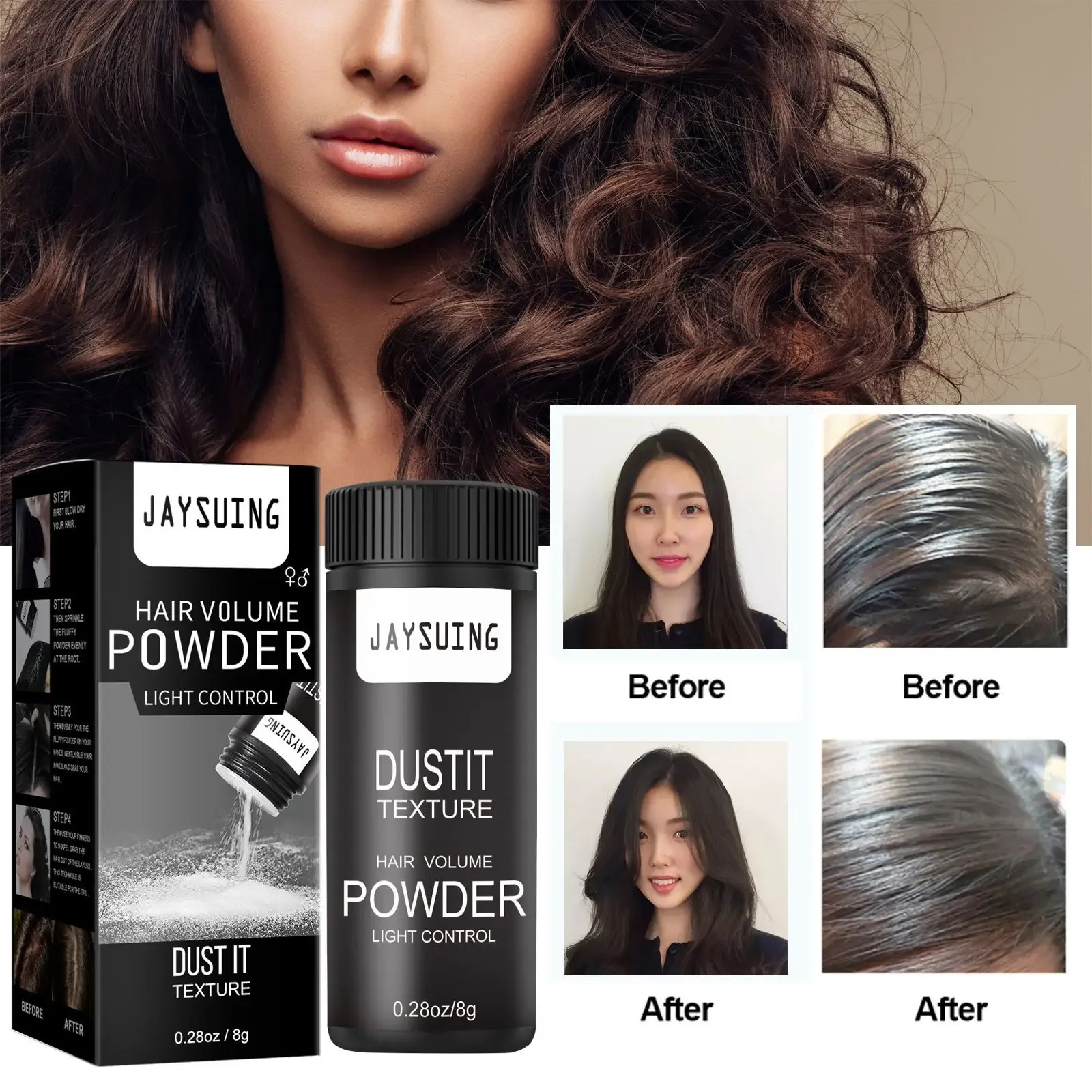 Mattifying Hair Powder Increases Hair Volume  Long-Lasting Hair Texturizer Powder Unisex Fluffy Thin Hairs Styling Powder