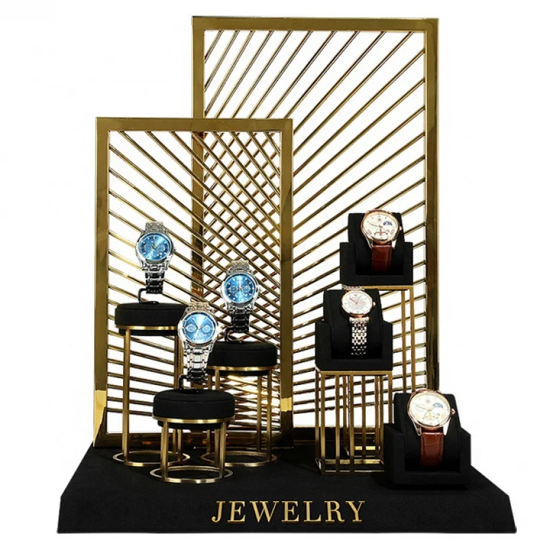 

Custom. vanlocy-OEM black microfiber metal watch jewelry displays set jewelry set jewelry display packaging for cabinets window