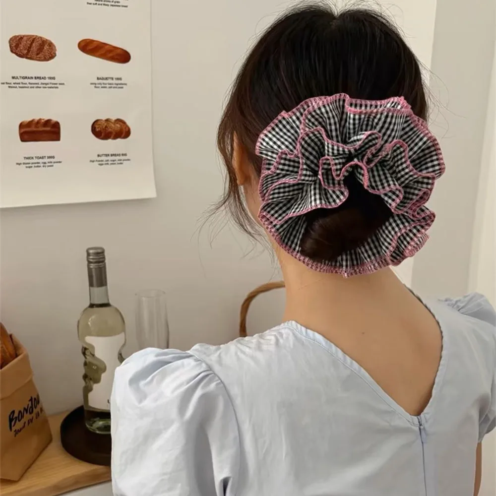 Ins Hot Selling Fashion Chiffon Pure Colorful Large Intestine Scrunchies High Quality Fabric Elastic Hair Scrunchie For Girls