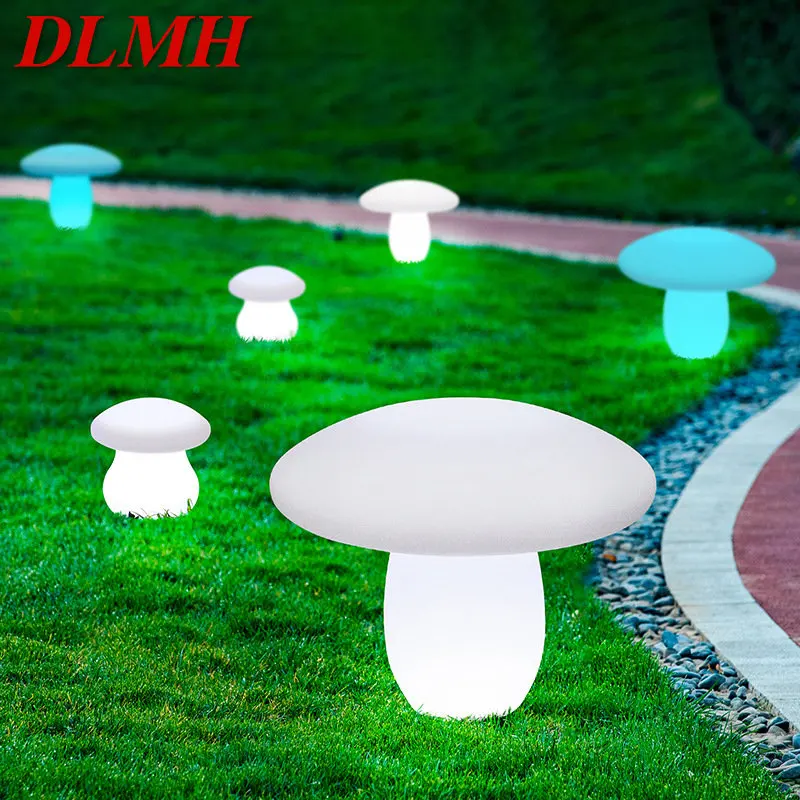 DLMH Outdoor Mushroom Lawn Lamps with Remote Control White Solar 16 Colors Light Waterproof IP65 for Garden Decoration