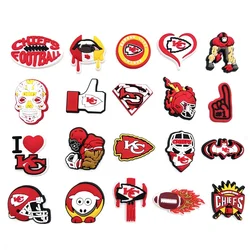 20Pcs Super Bowl Rugby Series Shoe Charms for Clogs Bubble Slides Sandals PVC Shoe Decorations Buckle Accessories for Kids