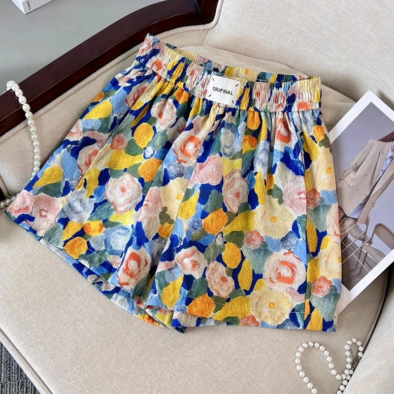 الكورية الشاطئ الأزهار النساء السراويل الصيف عارضة فضفاض التنقل أزياء الإناث السراويل مريحة يوميا كل مباراة السيدات السراويل