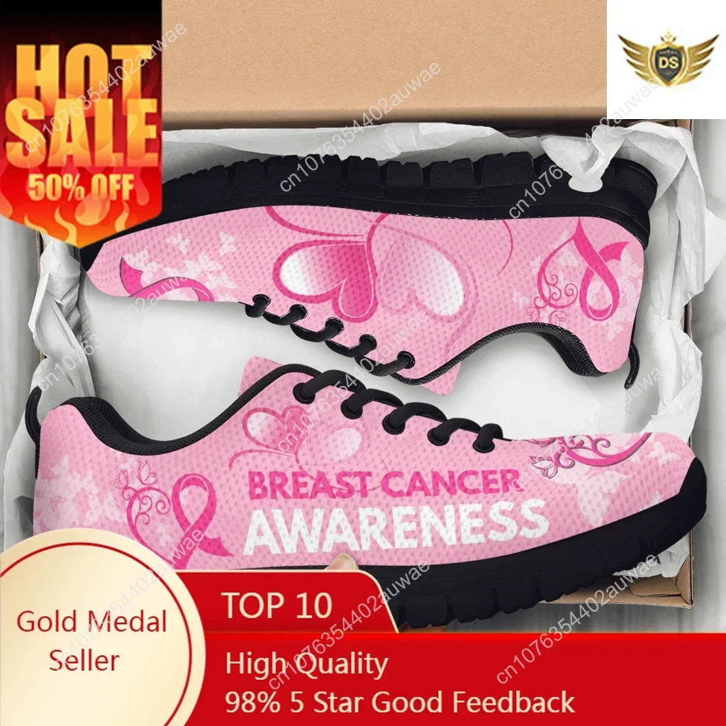 

Women's Tennis Shoes Breast Cancer Awareness Pink Ribbon Design Dirty Resistant Running Sneakers Zapatos Hombre Gift