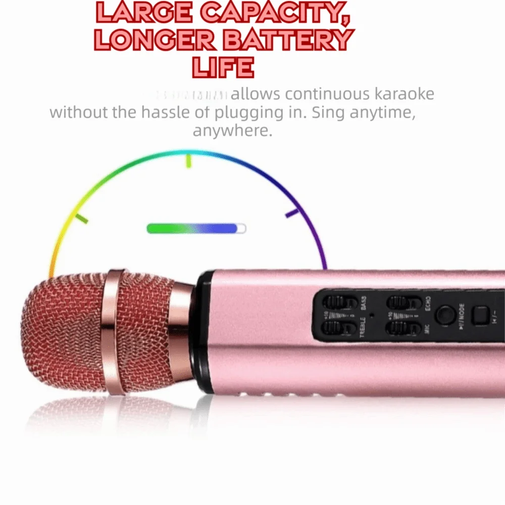 Portable Karaoke Microphone Professional Handheld Wireless Microphone Dual Speaker All-In-One Bluetooth Microphone
