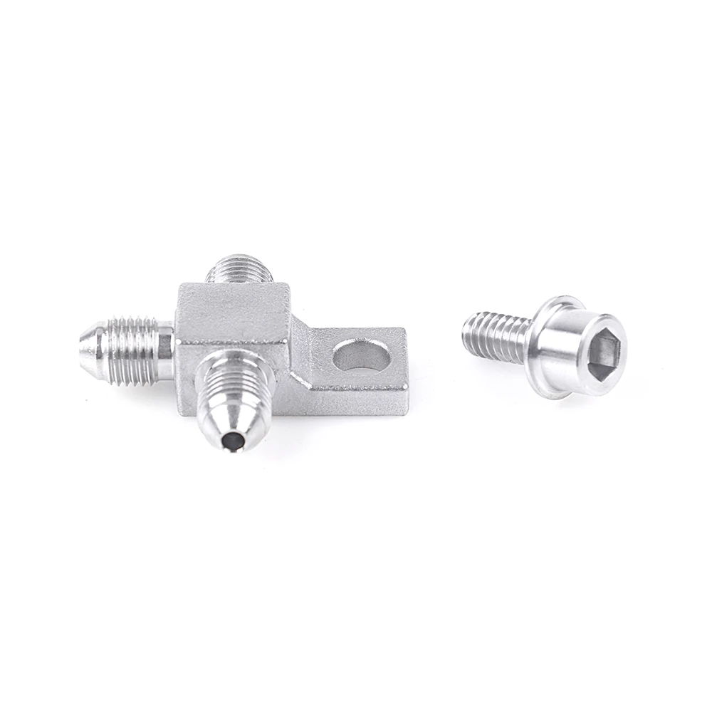 304 Stainless steel 3 way 3an an3 an-3 1/4-20unf thread Tee Block with Mount Tab ptfe brake hose end fitting