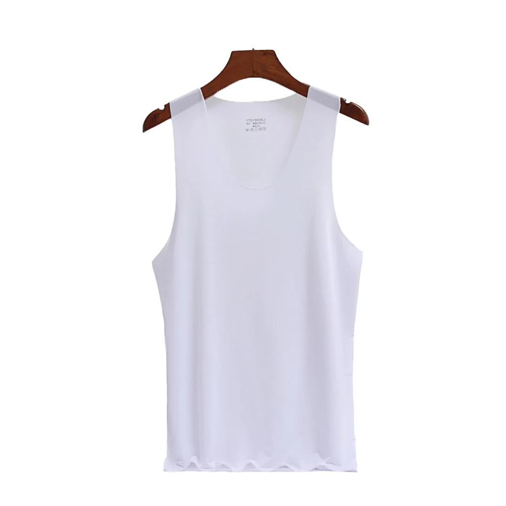 

Breathable Sports Top Men Ice Silk Vest 8 Spandex Blend 92 Polyester Fabric Applicable For Men Breathable Gray