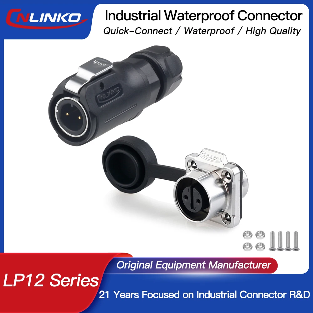 

CNLINKO LP-12 2 Pin~8 Pin Connector IP68 Waterproof Circular Electrical Plug for Outdoor Equipment Solar Industrial Machinery