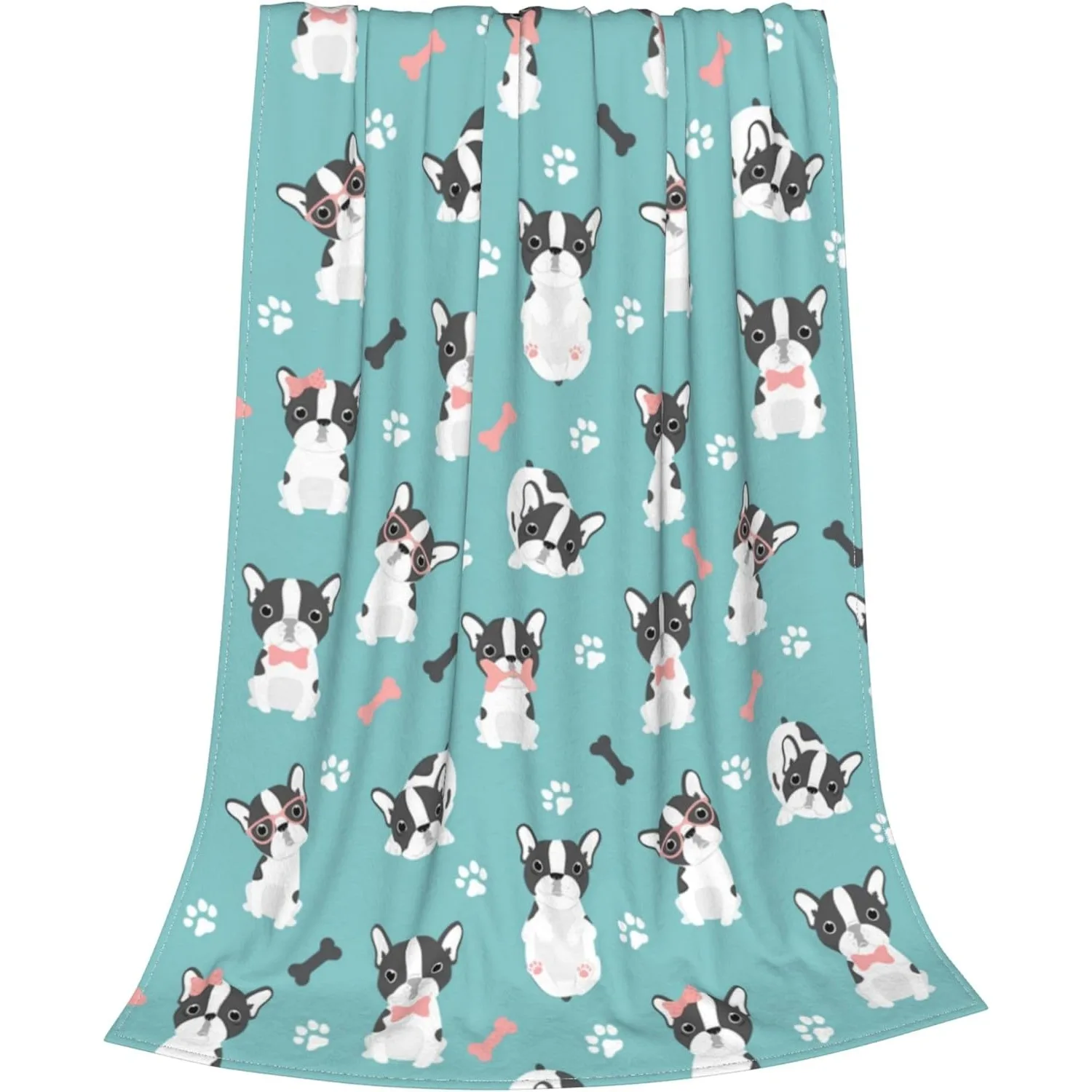 Boston Terrier Blanket, Soft Lightweight Cozy Boston Dog Print Sofa Throw Blankets, Gift for Women Adults Dog
