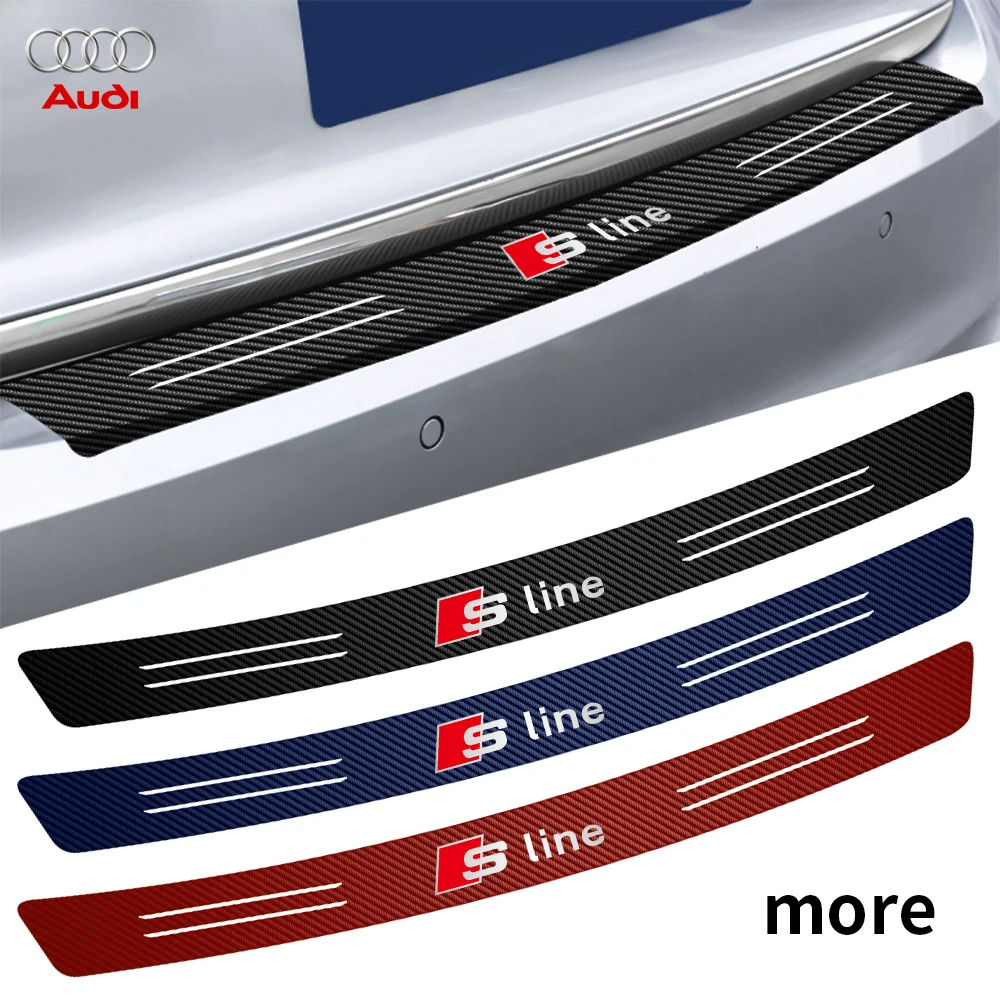 Kohlefaser-Kofferraum-Heckstoßstangenschutz-Aufkleber Mittelabdeckung für Audi S Line B5 B6 A3 8P 8V 8L RS3 A5 C6 C5 A1 A7 Q2 Q3 TT