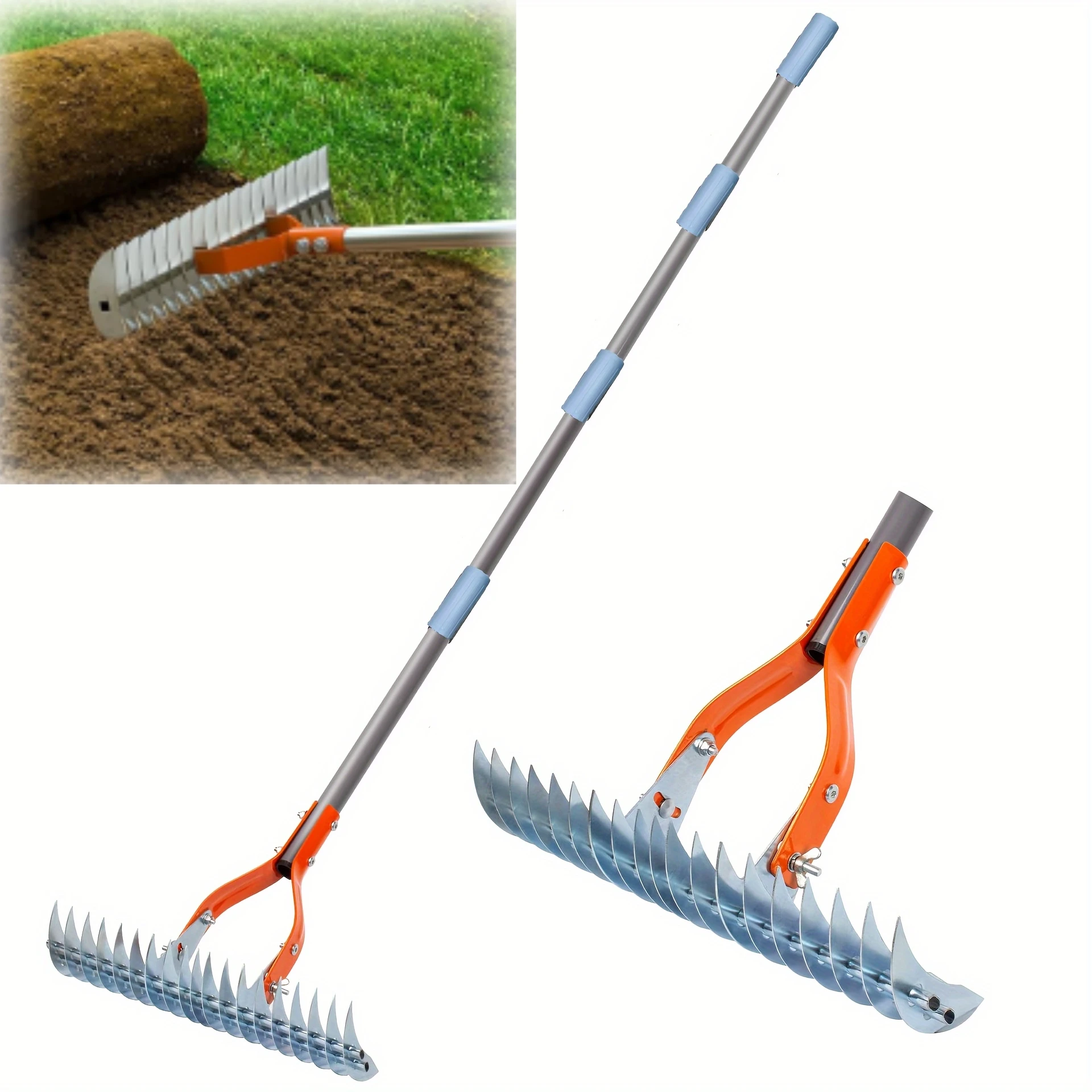 Lawn Thatching Rake Dethatcher Rake Robust Dethatcher Rake for Cleaning Dead Grass, Yard Garden Durable Soil Rake