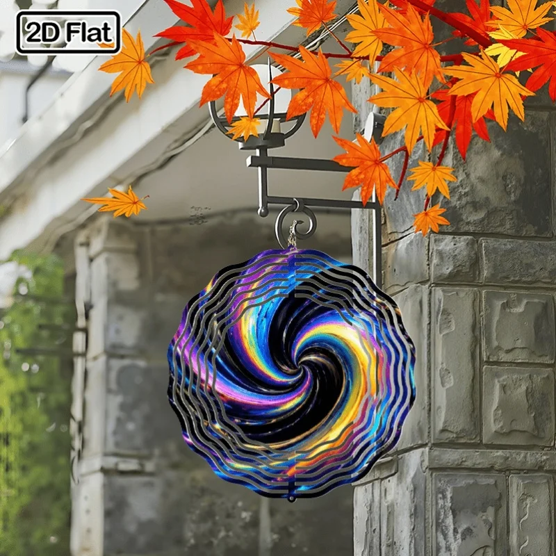 CIFBUY Colorful Galaxy Vortex Spiral Wind Spinner Metal Hanging Ornament 3D Rotating Decor for Outdoor Yard Garden Patio