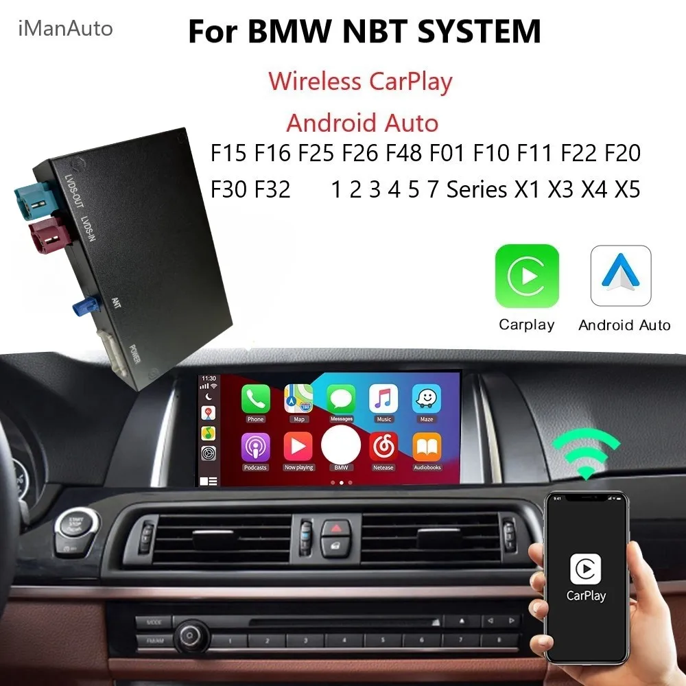 Wireless Apple Carplay Android Auto Interface for BMW NBT F10 F11 F15 F20 F30 2013-2017 Module Rear Camera Car Play