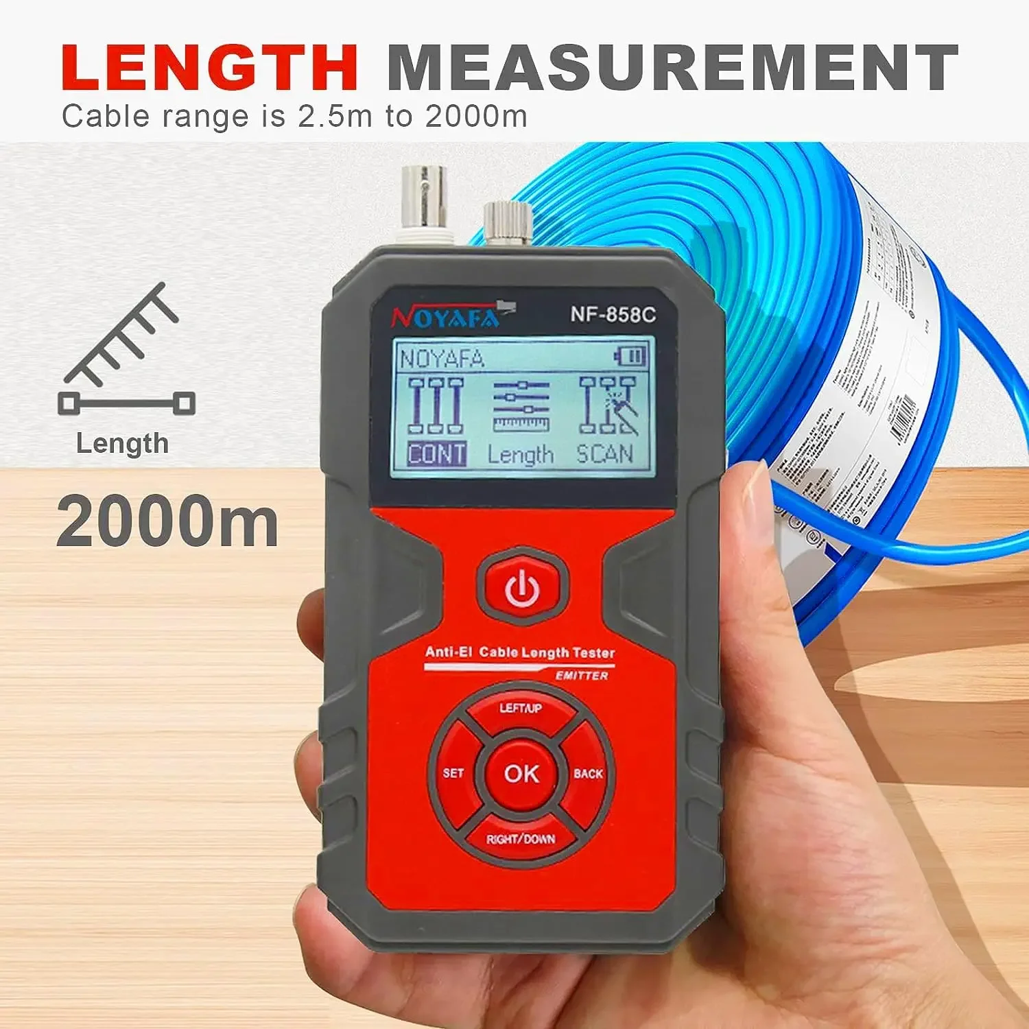 NOYAFA NF-858C Network Cable Tester Multifunctional With VFL Function RJ11 RJ45 BNC POE Voltage Testing Trace Cable Line Locator