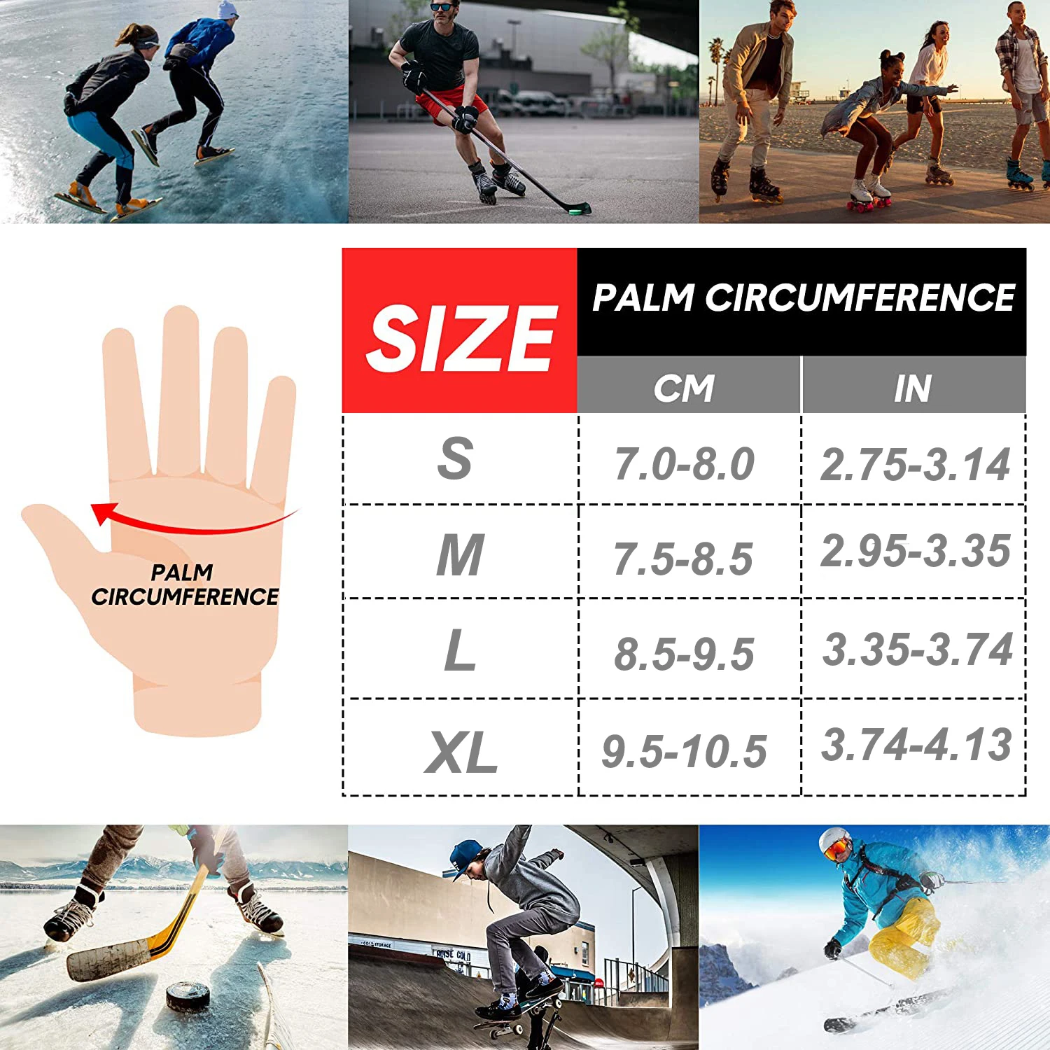 CTHOPER Skiing Wrist Guard Gloves Roller Skating Wrist Palms Protective Gear Wrist Support for Snowboarding Skateboard