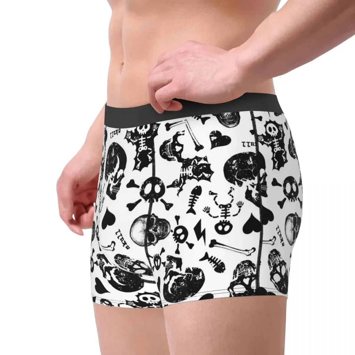 Men's Death Skull Gothic Underwear Funny Boxer Shorts Panties Male Breathable Underpants Plus Size