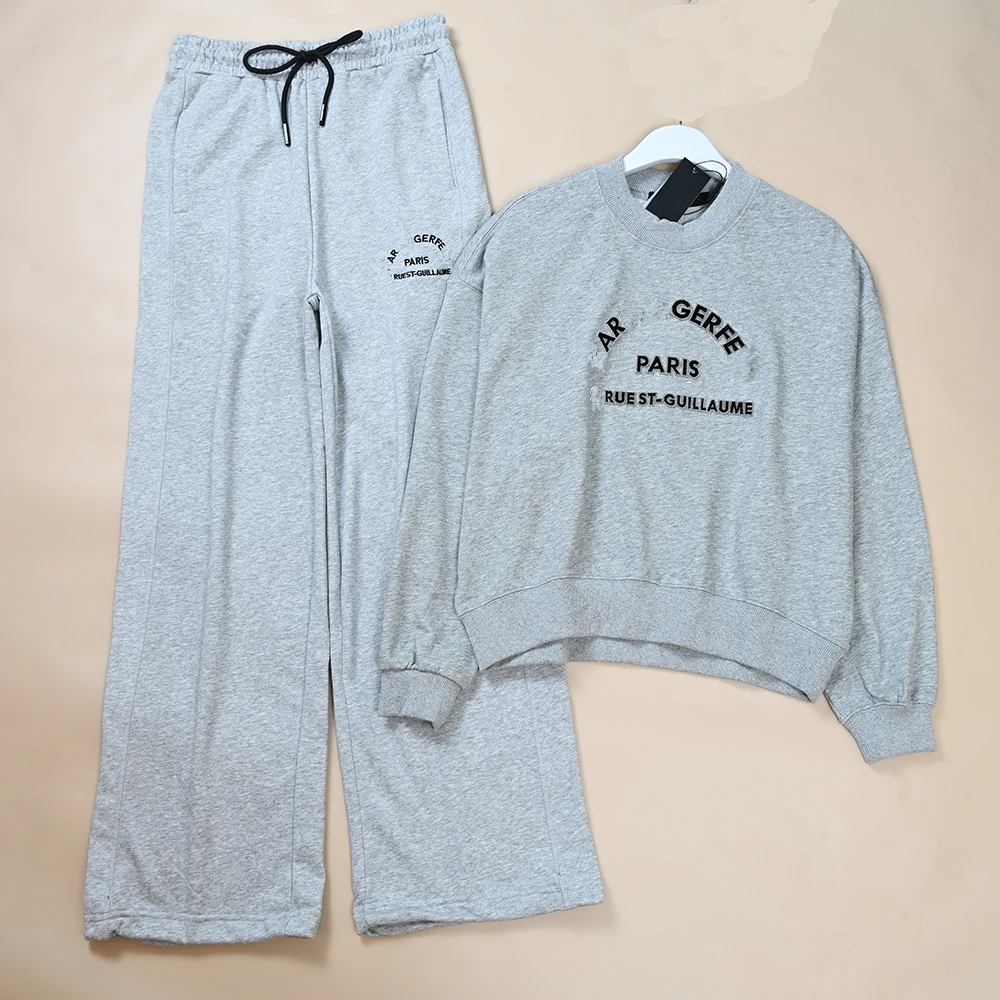 

American Style Ladies Short Cotton Sportswear Set Autumn Winter New Arrival Sweatshirt And Pants Two Piece Set Long Sleeve ro...