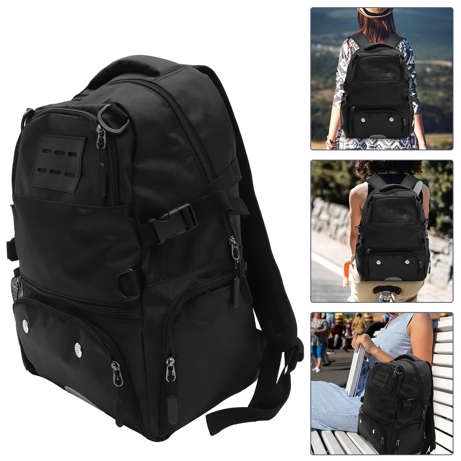 1Pcs Lightweight Oxford Cloth Backpack Large Capacity Basketball Football Storage Net Buckle Satchel Black Men