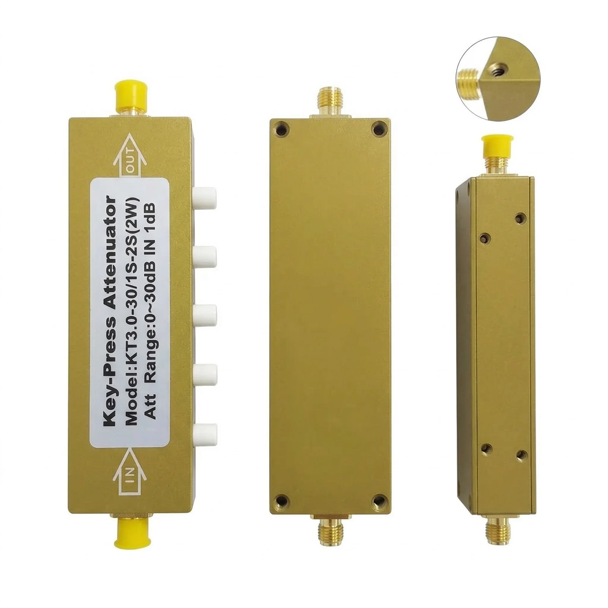 New Key Press Attenuator 3GHz 2W SMA RF Adjustable Button Signal Attenuator 0-30dB 60dB 90dB Button Step Adjustable