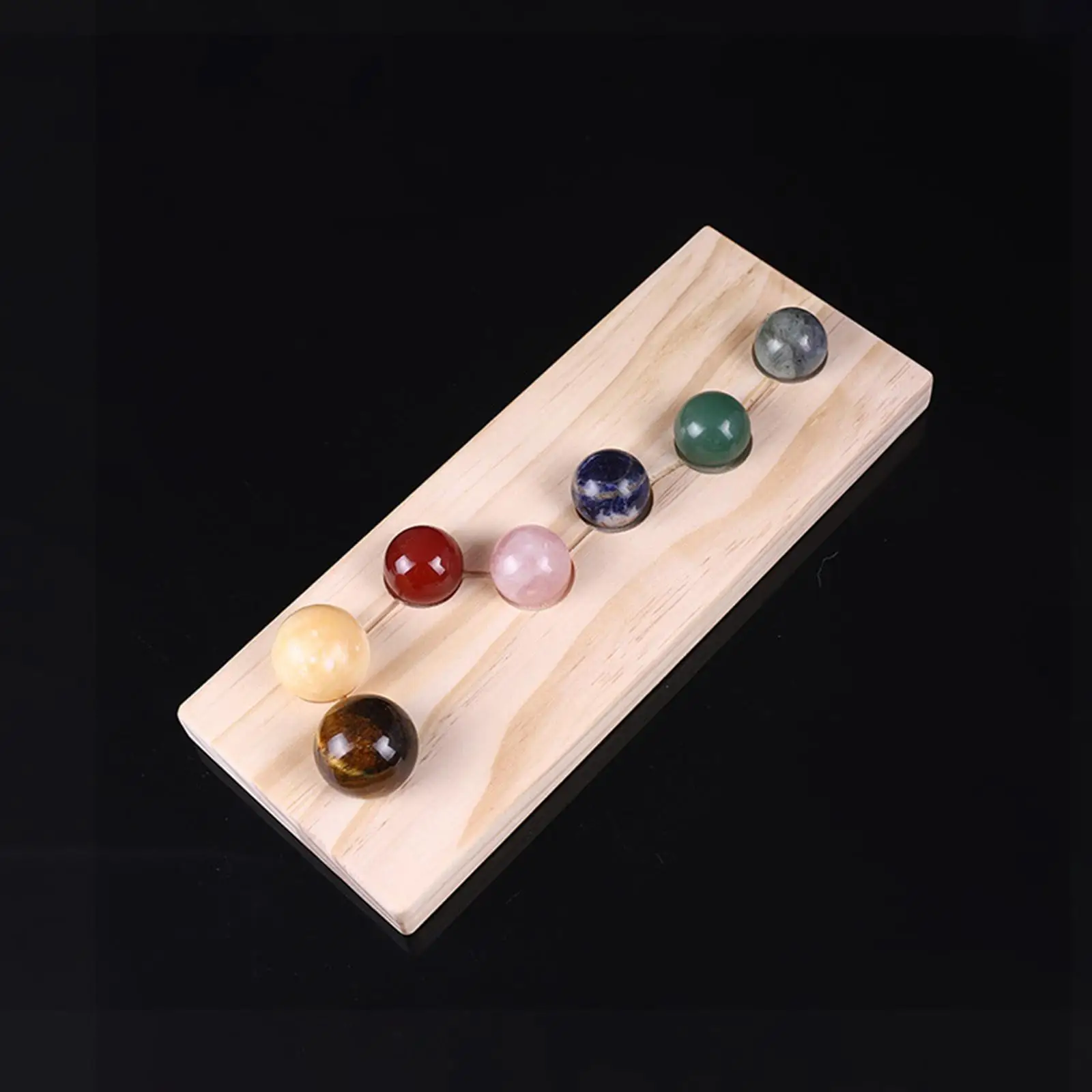 7 Pcs Mixed Crystal Balls Decorative Sphere, with Wooden Base Mineral for Witchcraft Divination Office