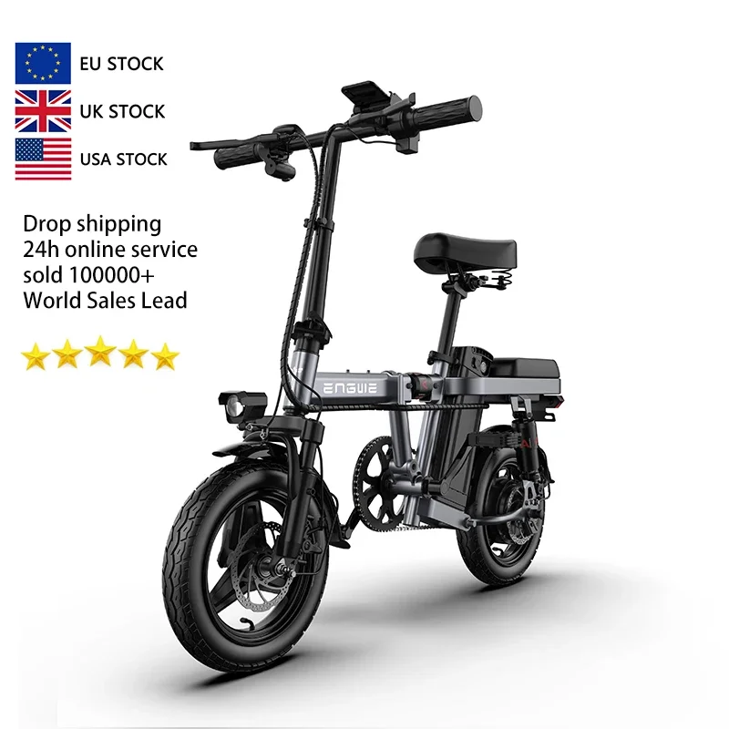 Ebike EU UK Stock T14 Electric Folding Bike 250W Portable Electric Bike 48V 10Ah Battery Electric City Bike