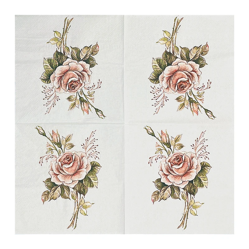 20pcs/Pack of 2 Layers wedding vintage flowers Decorations table tissue rose floral print Disposable Party  Colorful Napkins 20