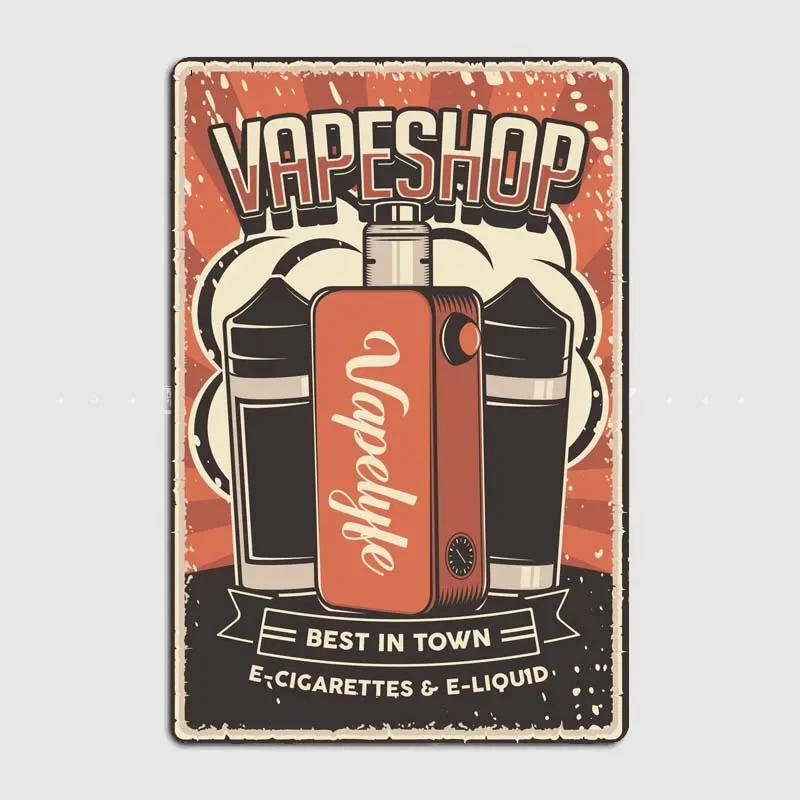 Vape Shop  Vape Theme Retro Tin Plaque, Best Choice for Cafe, Bar and Home Wall Decoration, High-end Metal Material