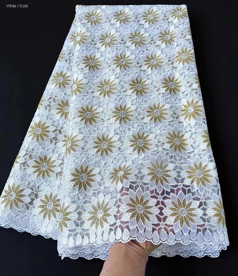 

Fashion French Tulle Lace African Emboridered Mesh Net Fabric Nigerian Garment Cloth Sewing Occasional Wear