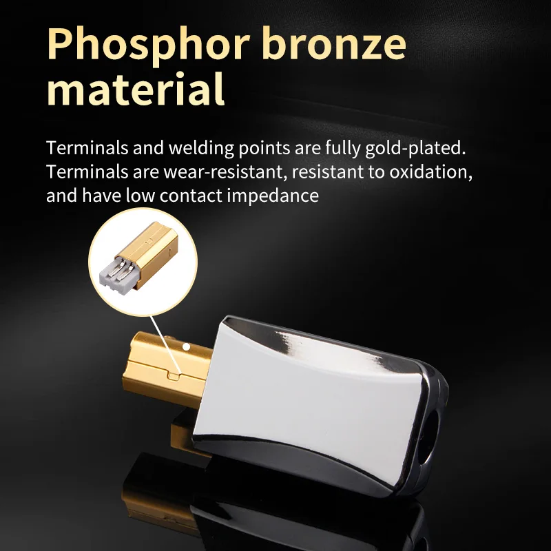 Cabo de dados de áudio de alta fidelidade diy usb a b 2.0 conector jack fósforo bronze conector a-tipo macho 2.0 terminal b-tipo porta
