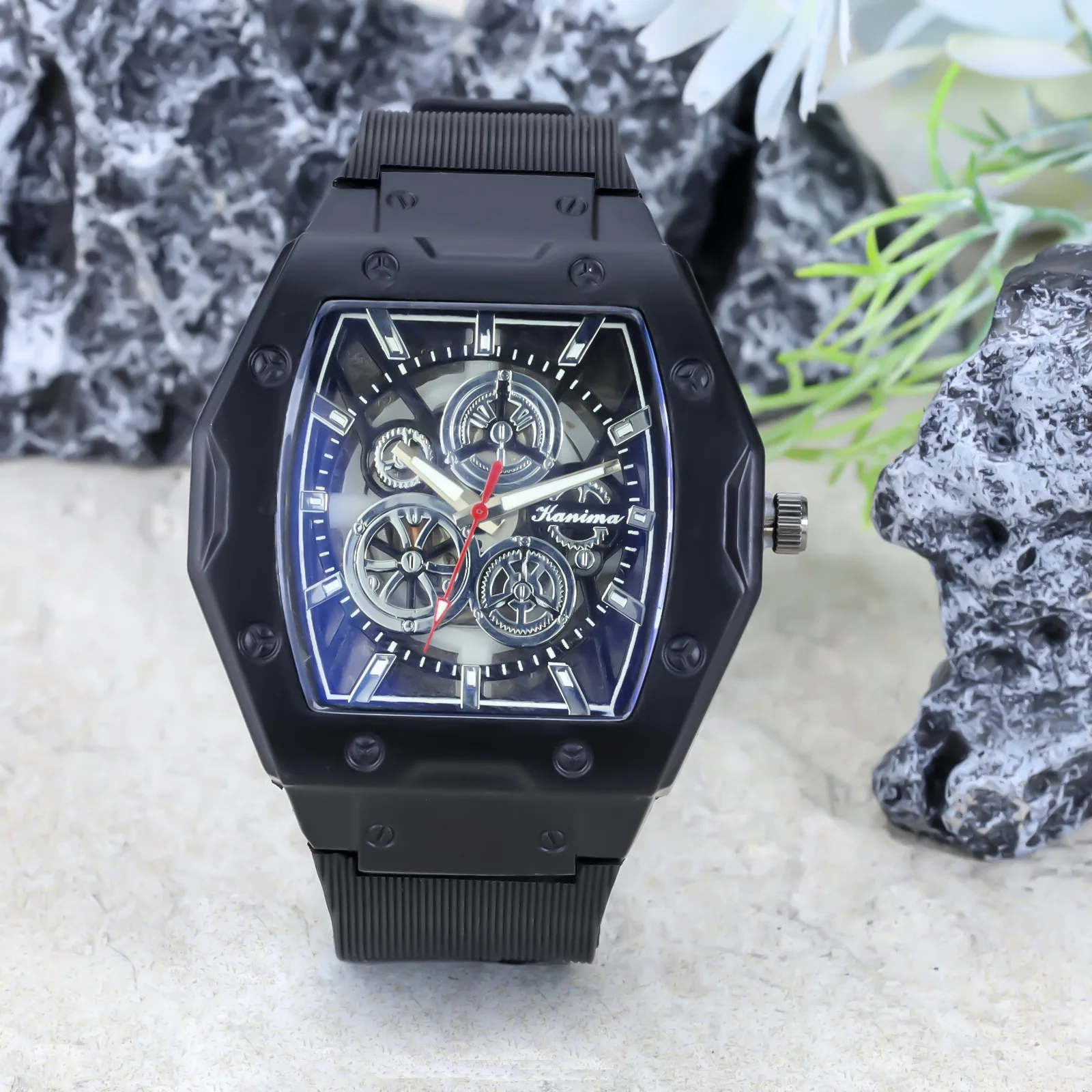 New Fashion Luxury Man Tonneau Sports Big Silicone Watch Men Business Wristwatches Top Male Clock Quartz Watches Reloj Hombre