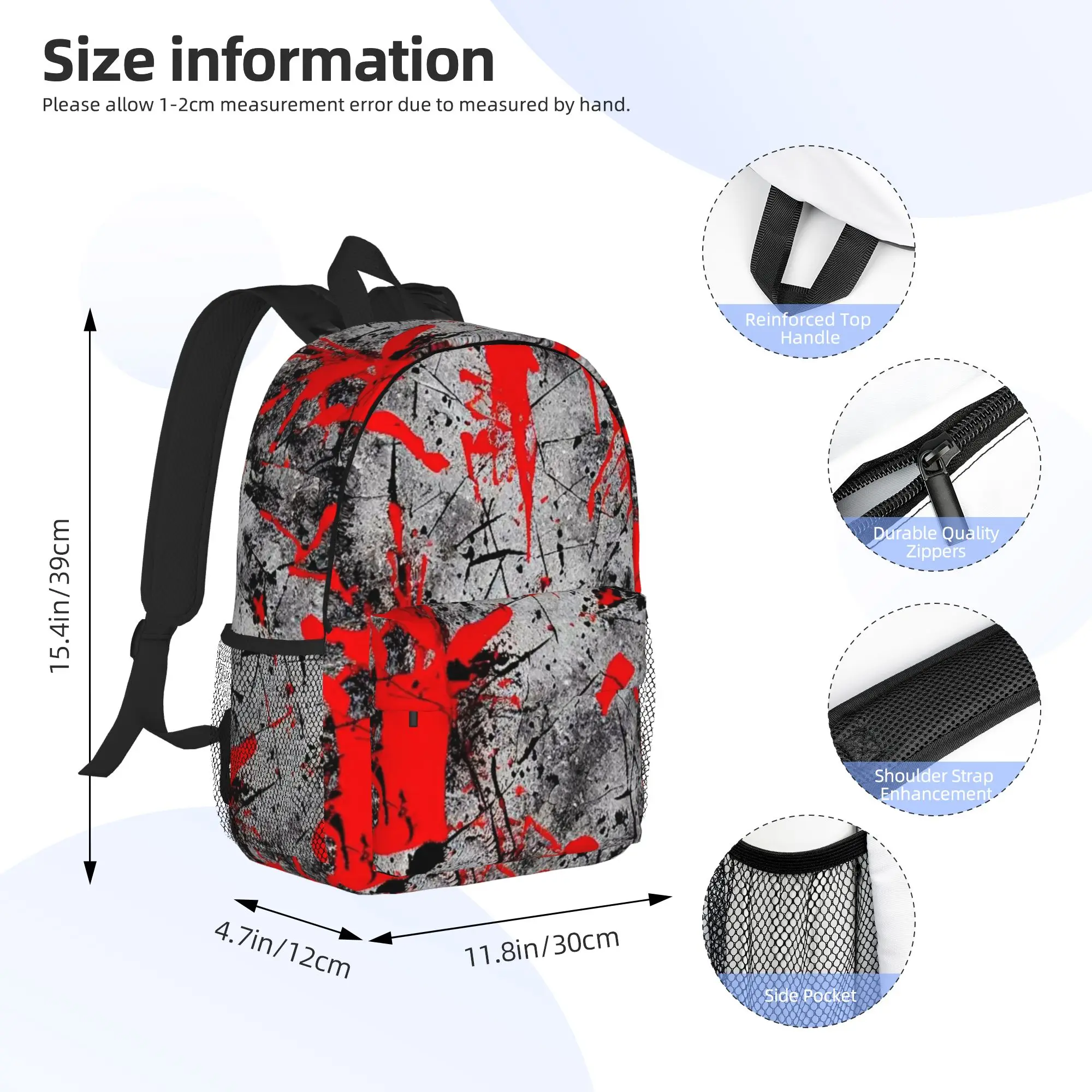 Cool Black And Red Graffiti Pattern Backpack Hot Sale Daypack Boys Girls BookBag Shoulder Bags for Men Women School Bag