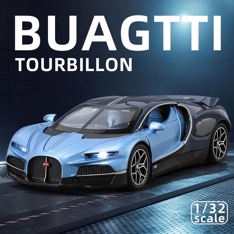 Maquette Voiture Bugatti Tourbillon 1/32 Alliage Moulé Sous Pression – Jaune – Effets Lumineux & Sonores – Cadeau Garçon Ado