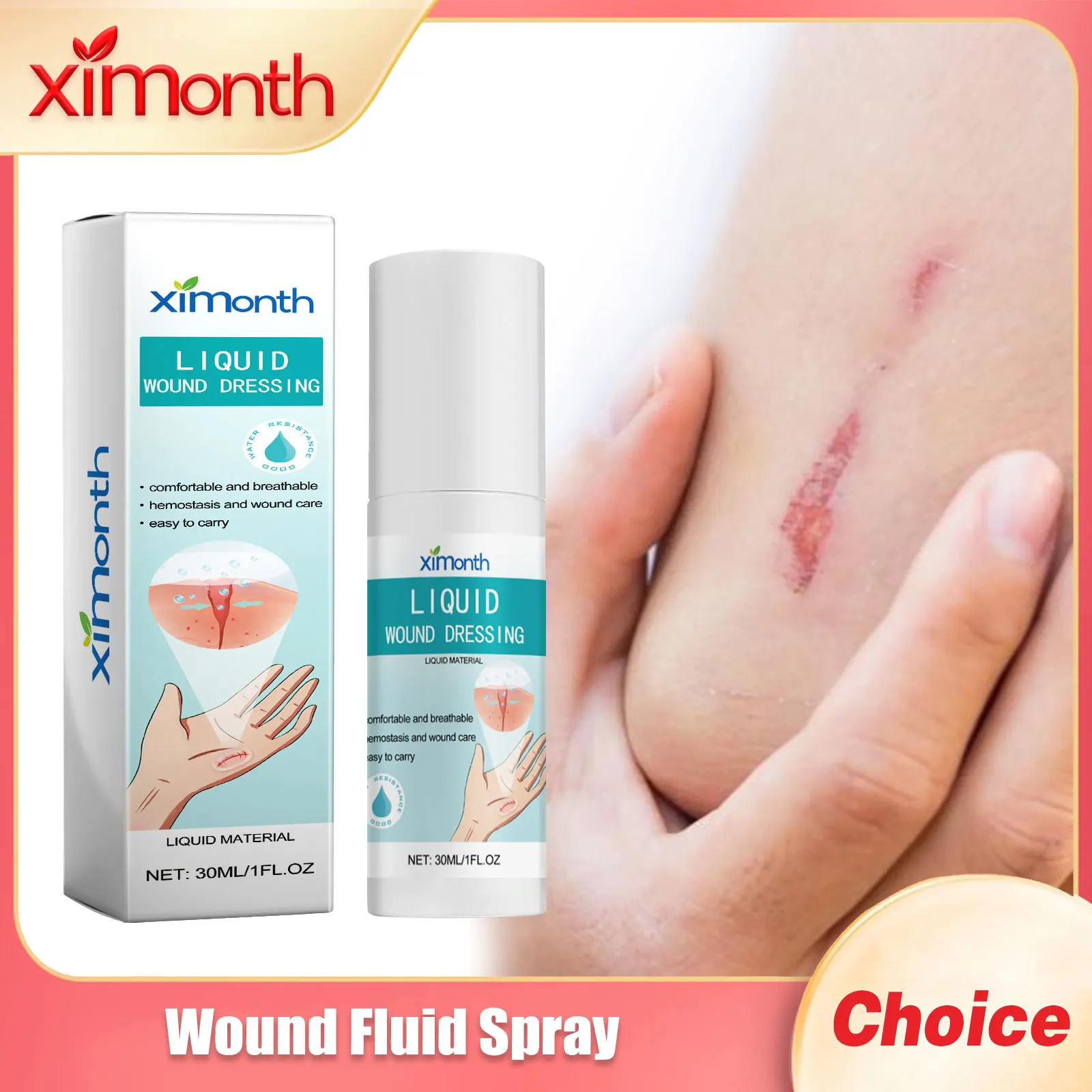 

Ximonth Bandage Wound Care Liquid Spray Help Healing Recovery Cut Scratch Breathable and Waterproof Body Band Aid Liquid Sprays