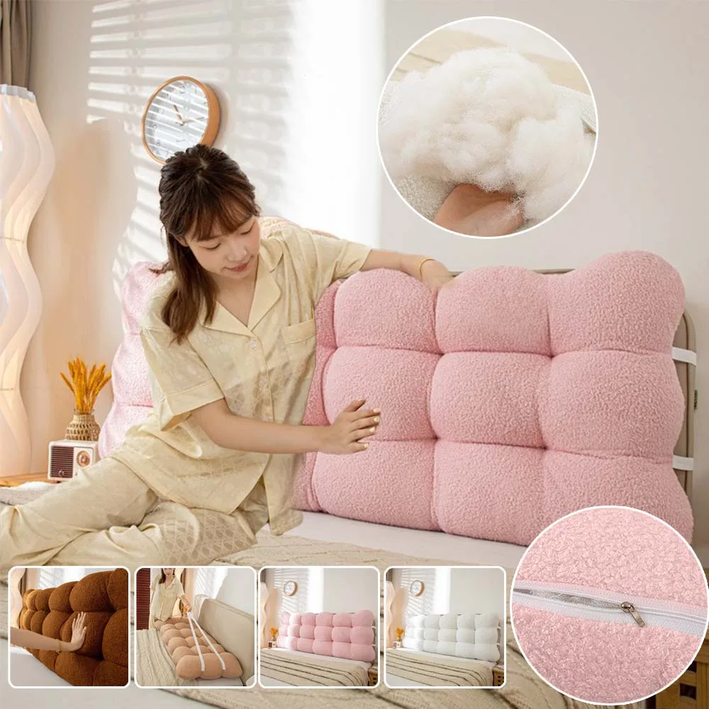 

Warm Bed Headboard Cushion Snowball-Shaped Large Bed Backrest with Filler Removable Reading Backrest Support for Bedroom Tatami