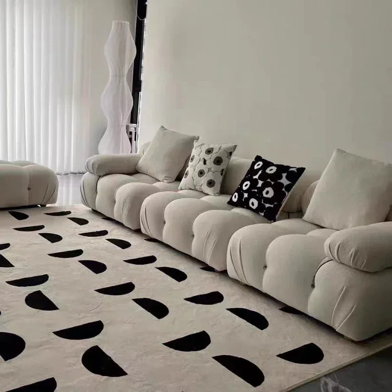 

Cosmetics Customized Minimalist Tofu Block Sofa Medieval Furniture Lamb Velvet Simple Cream Modern Divano Unique Furniture
