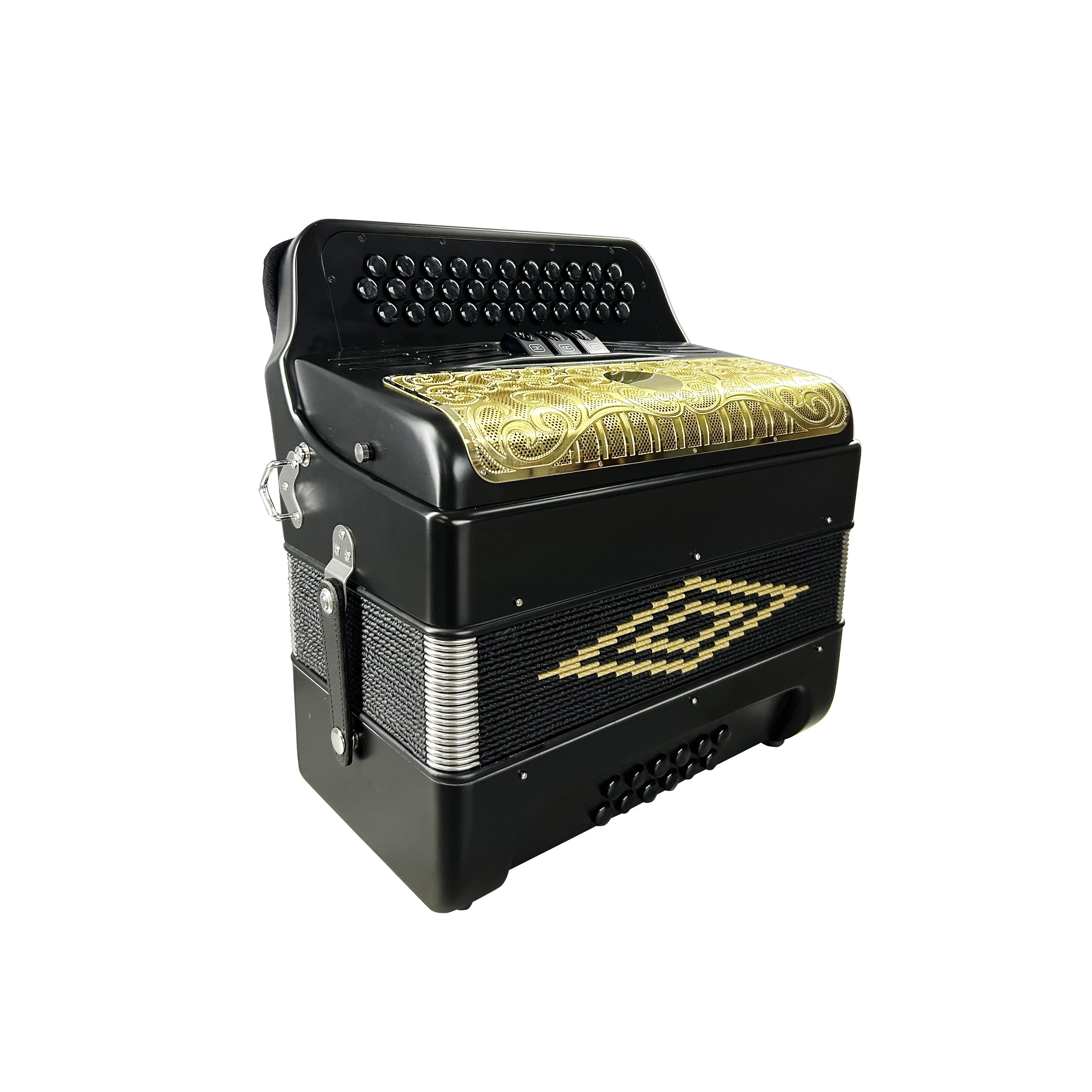 المهنية 34 زر الأسود ماتي الأكورديون JB3412C 12 باس و 3 سجلات الذهب شواء Diatonic آلة موسيقية الأكورديون