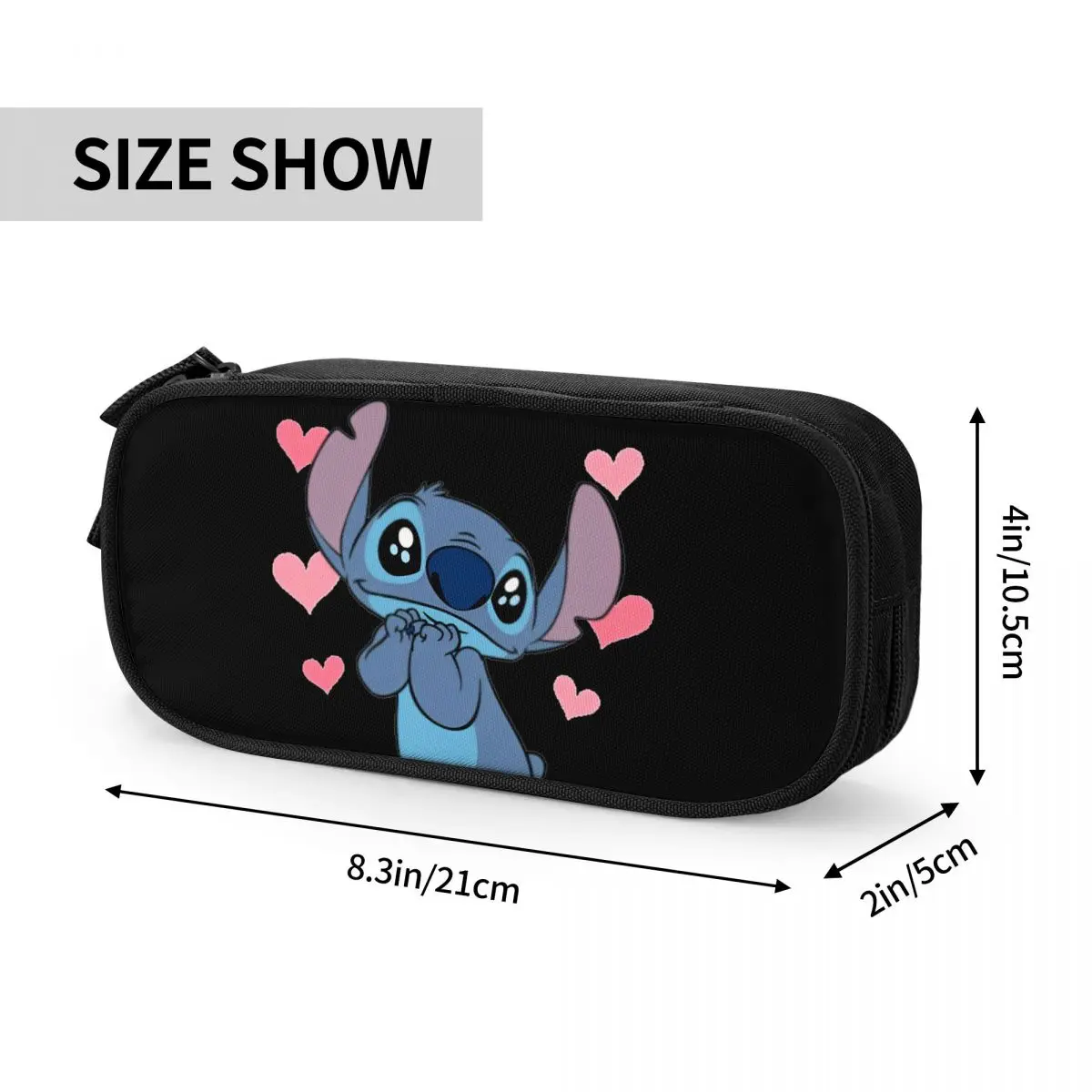 Lilo & Stitch Love Star Eye Estojo de lápis de desenho animado Caixa de caneta Bolsa Menina Menino Grande capacidade Material escolar Bolsa de lápis com zíper Papelaria