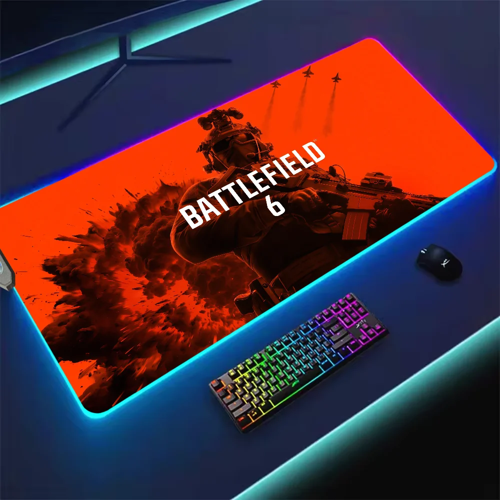 6 Mouse Pad Office Ahooting PC Home RGB LED Light Non-Slip Desk-Mat Battlefield USB Game Large Game Rubber Base Waterproof